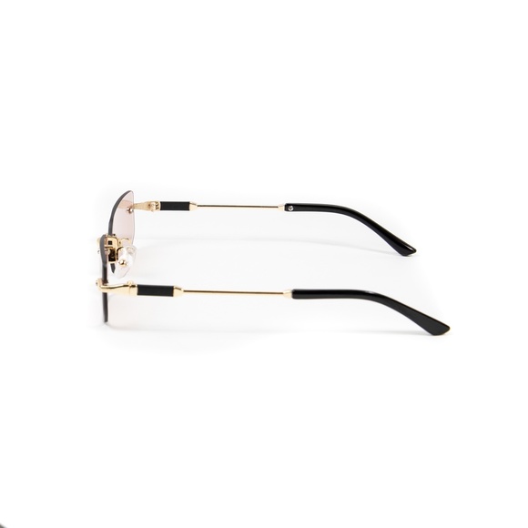 Womens Mens Gold Frame Pink Tint Luxury Rectangular Summer Fashion Sunglasses - Picture 4 of 5